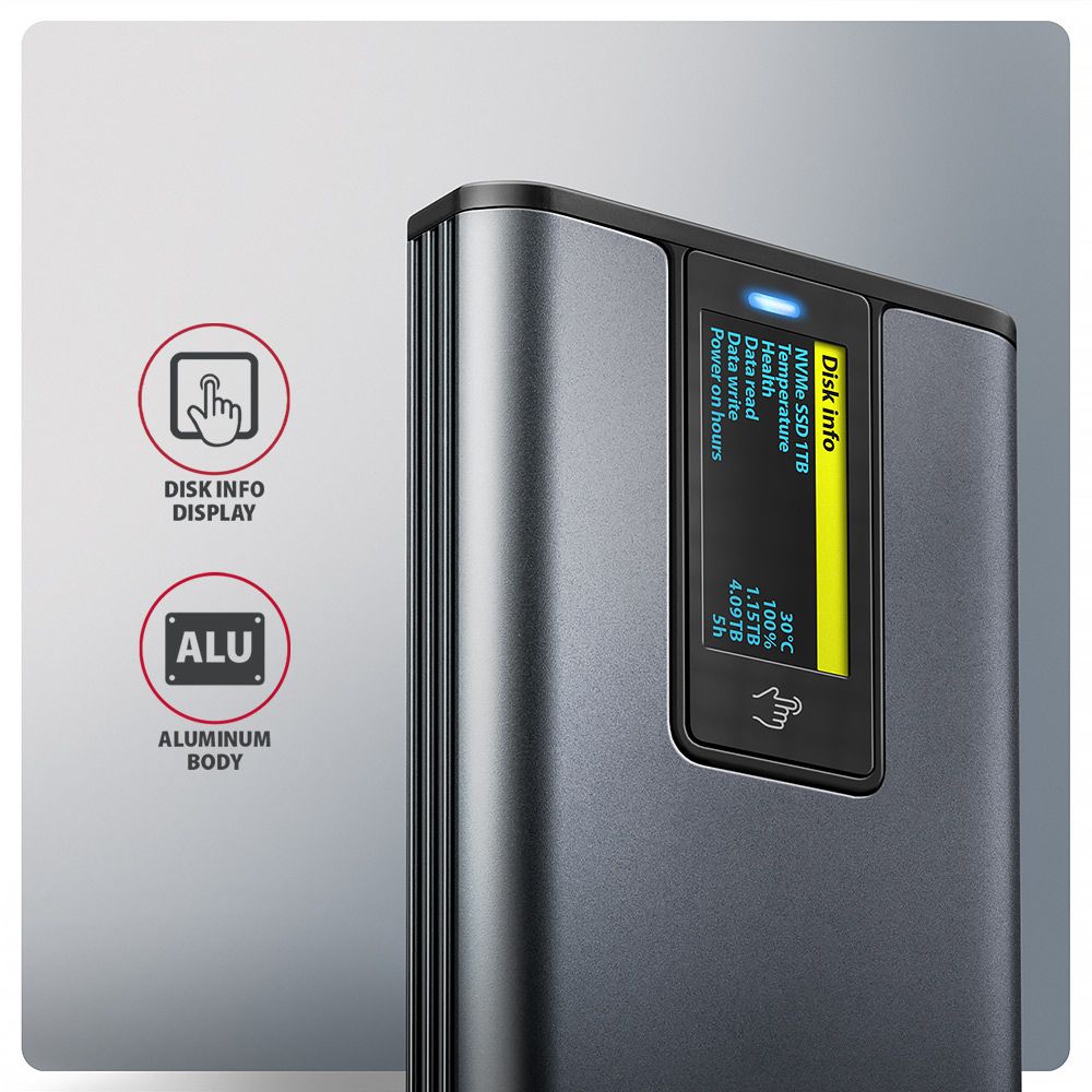 EEM2-SD2 USB-C 10Gbps - M.2 NVMe & SATA SSD DISPLAY box