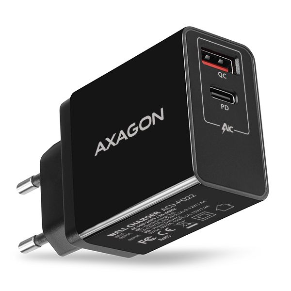 ACU-PQ22 QC3.0 + USB-C PD wall charger