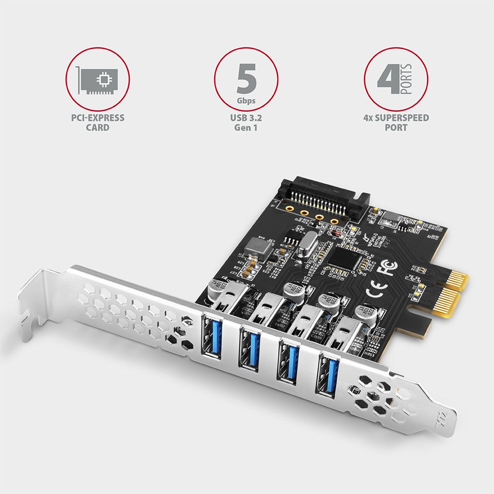 PCEU-43RS PCIe řadič 4× SuperSpeed USB