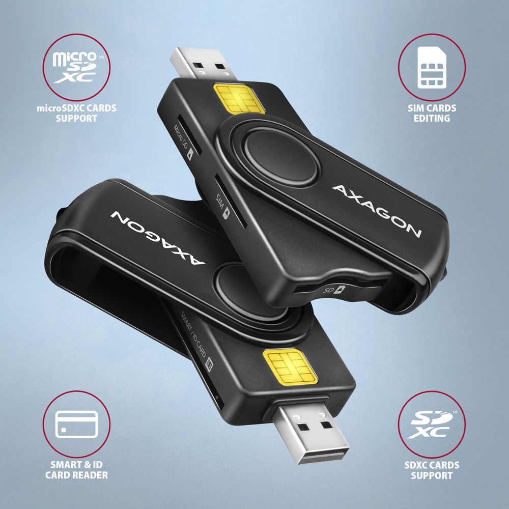 CRE-SMP2A USB-A + USB-C 4-slot Smart card PocketReader