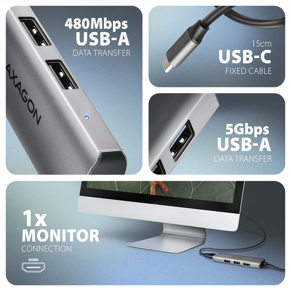 HMC-H3A USB-C 5Gbps STARTER 4in1 hub