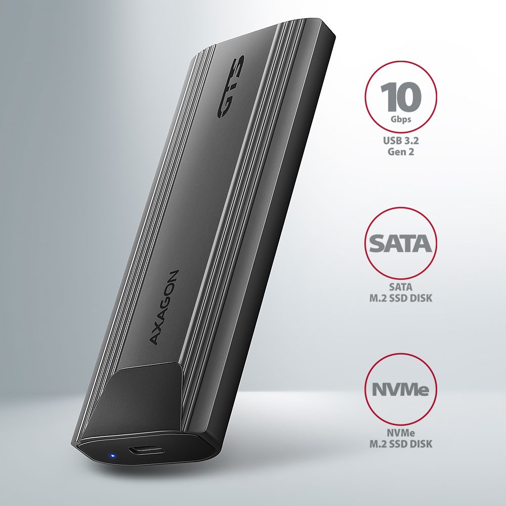 EEM2-GTS2 USB-C 10Gbps - M.2 NVMe & SATA SSD THIN SCREWLESS box