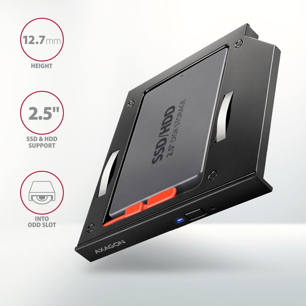 RSS-CD12 ODD – 2.5" SATA SSD/HDD caddy, 12.7 mm