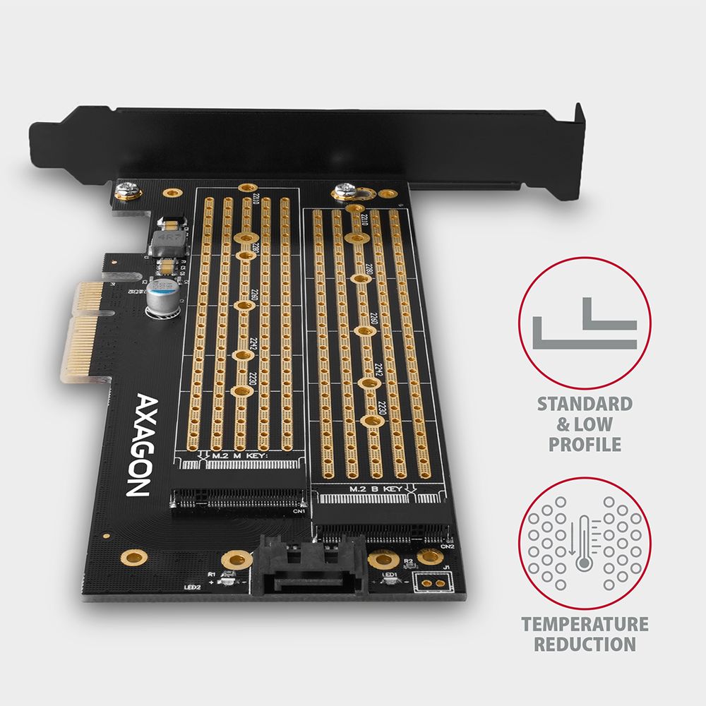 PCEM2-D PCIe NVMe + SATA M.2 adaptér