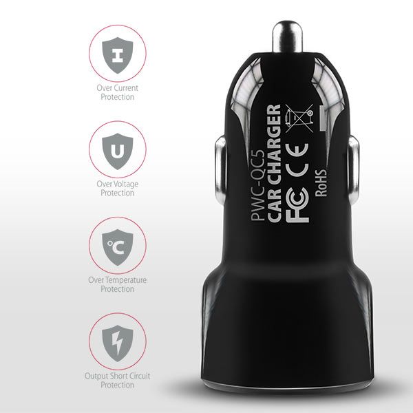 PWC-QC5 QC 3.0 + 2.4 A car charger 31.5 W