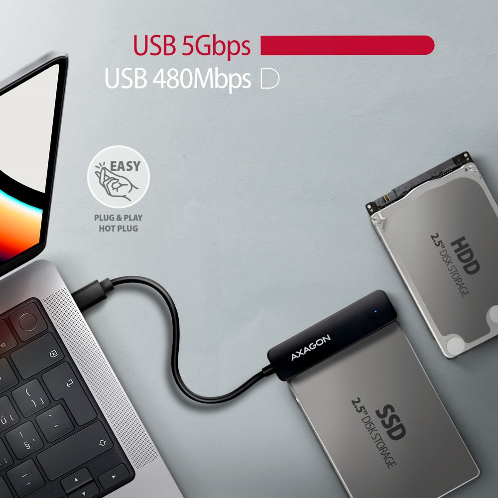 ADSA-FP2C USB-C 5Gbps SLIM adapter pro 2.5"-os SSD/HDD-hez