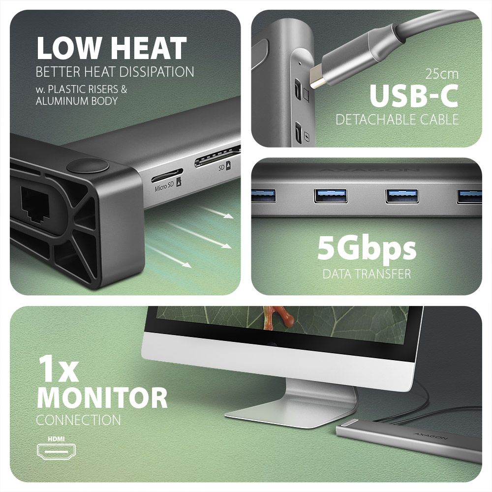 HMC-10HLS USB-C 5Gbps LONGER 9in1 hub