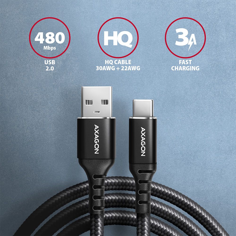BUCM-AM20AB HQ USB-C <> USB-A cable 2 m