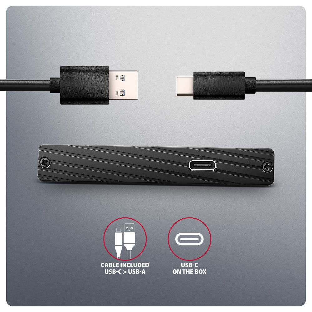 EE25-XA6 USB 3.0 Aluminium Box – Custodia Esterna Compatta Per HDD/SSD SATA 2.5" Da 6G, Cavo 60 Cm