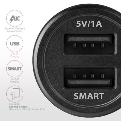 PWC-5V3 2.4A + 1A car charger