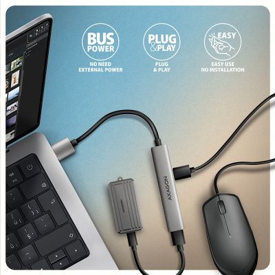 HUE-STA ALU STRIP USB-A 4 port hub