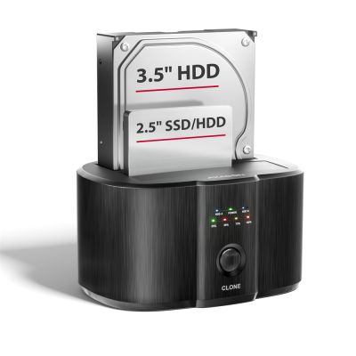 ADSA-SC USB-C 5Gbps docking station for 2x 2.5"/3.5" SSD/HDD with disk cloning function without PC