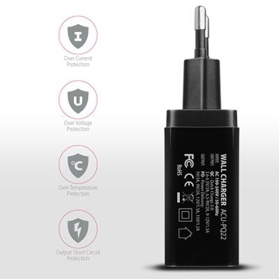 ACU-PQ22 QC3.0 + USB-C PD wall charger