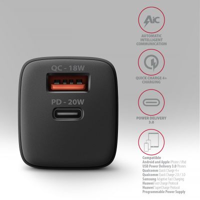 ACU-PQ20 PD3.0 & QC4+ 2xOUTPUTS wall charger 20W