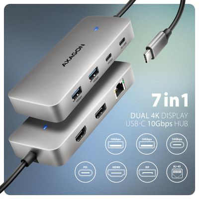 HMC-CUB83X2 USB-C 10Gbps DUAL 4K DISPLAY 7in1 hub