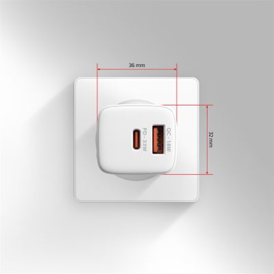 ACU-PQ33W GaN wall charger 33W, USB-A + USB-C, for phones and tablets