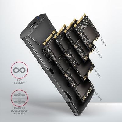EEM2-GTS2 USB-C 10Gbps - M.2 NVMe & SATA SSD THIN SCREWLESS box