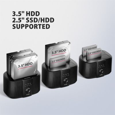 ADSA-SC USB-C 5Gbps docking station for 2x 2.5"/3.5" SSD/HDD with disk cloning function without PC
