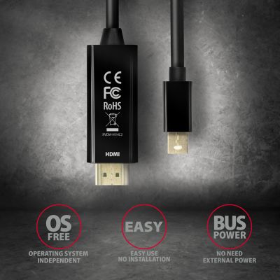 RVDM-HI14C2 Mini DP > HDMI kabel 1.8m, 4K/30Hz