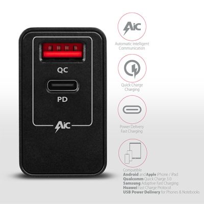 ACU-PQ22 QC3.0 + USB-C PD wall charger