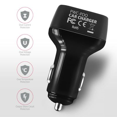 PWC-PDQ QC3.0 + USB-C PD Car Charger