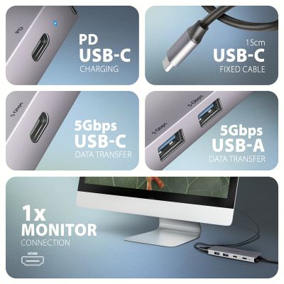 HMC-5H60 USB-C 5Gbps 5in1 hub