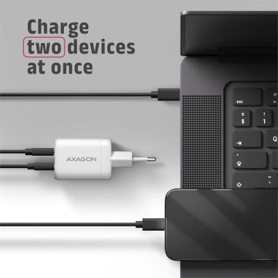ACU-PQ100W GaN wall charger 100W, USB-C + USB-A, for laptops and phones
