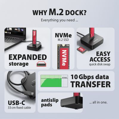ADSA-M2C11L USB-C 10Gbps dokovací stanice pro M.2 NVMe SSD