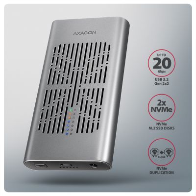 EEM2-20GD USB-C 20Gbps Dual M.2 NVMe SSD CLONE MASTER Enclosure