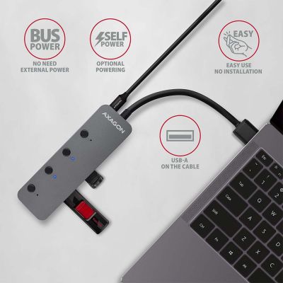 HUE-MSA SuperSpeed USB-A SWITCH hub w. CHARGING function