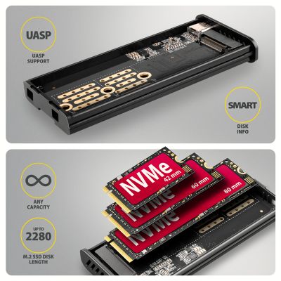EEM2-SD2B USB-C 10Gbps - M.2 NVMe & SATA SSD DISPLAY box