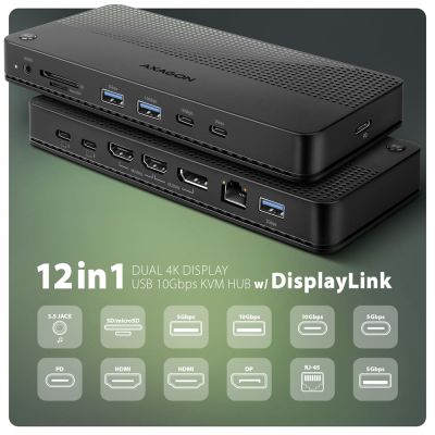 HMC-DL-KVM USB-C 10Gbps DisplayLink KVM docking station for two 4K monitors and computers