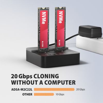 ADSA-M2C22L USB 20Gbps dokovací stanice pro 2× NVMe SSD