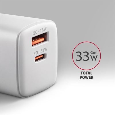 ACU-PQ33W GaN wall charger 33W, USB-A + USB-C, for phones and tablets