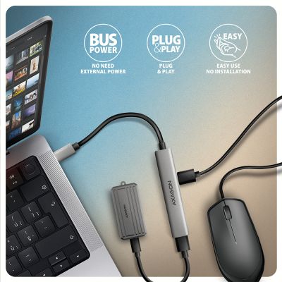 HUE-STC ALU STRIP USB-C 4 port hub