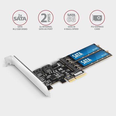 PCES-SA4M2 PCIe radič 2x SATA 6G + 2x SATA M.2