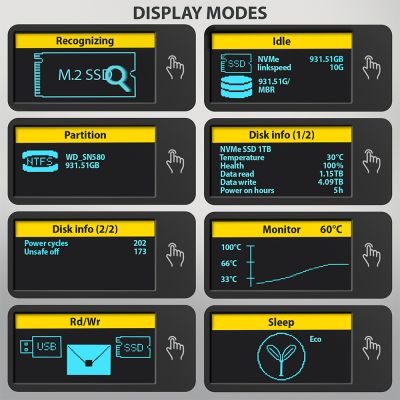 EEM2-SD2B USB-C 10Gbps - M.2 NVMe & SATA SSD DISPLAY box