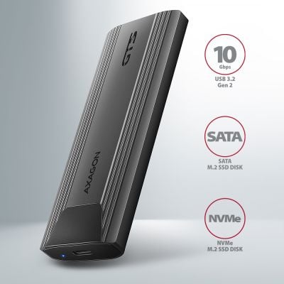 EEM2-GTS2 USB-C 10Gbps - M.2 NVMe & SATA SSD THIN SCREWLESS box