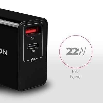 ACU-PQ22 QC3.0 + USB-C PD wall charger