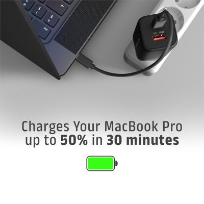 ACU-PQ100 GaN wall charger 100W, USB-C + USB-A, for laptops and phones