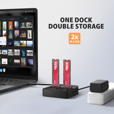 ADSA-M2C22L USB 20Gbps dokovací stanice pro 2× NVMe SSD