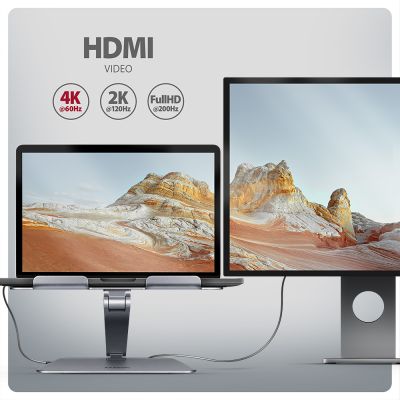 HMC-STND USB-C 5Gbps ALUMINUM STAND & HUB 7in1