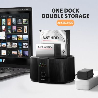 ADSA-SC USB-C 5Gbps docking station for 2x 2.5"/3.5" SSD/HDD with disk cloning function without PC