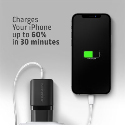 ACU-PQ33 GaN wall charger 33W, USB-A + USB-C, for phones and tablets