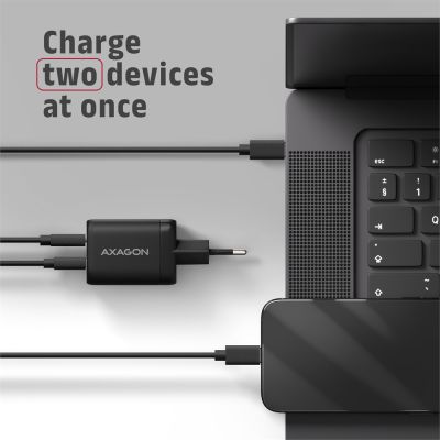 ACU-PQ100 GaN wall charger 100W, USB-C + USB-A, for laptops and phones