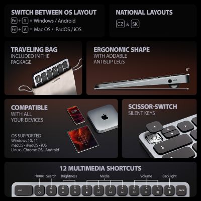 HMC-KB-CS USB-C 5Gbps KEYBOARD (CZ&SK) 9in1 hub