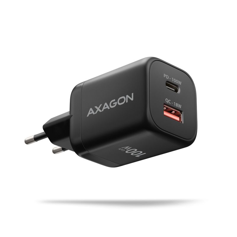 Product ACU-PQ100 GaN wall charger 100W, USB-C + USB-A, for laptops and phones Image