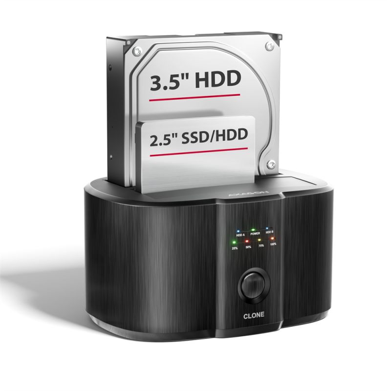 Product ADSA-SC USB-C 5Gbps docking station for 2x 2.5"/3.5" SSD/HDD with disk cloning function without PC Image