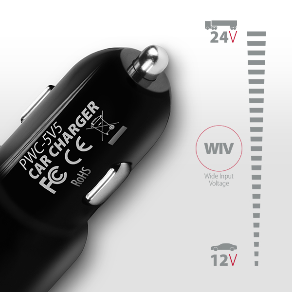PWC-5V5 2.4A + 2.4A car charger