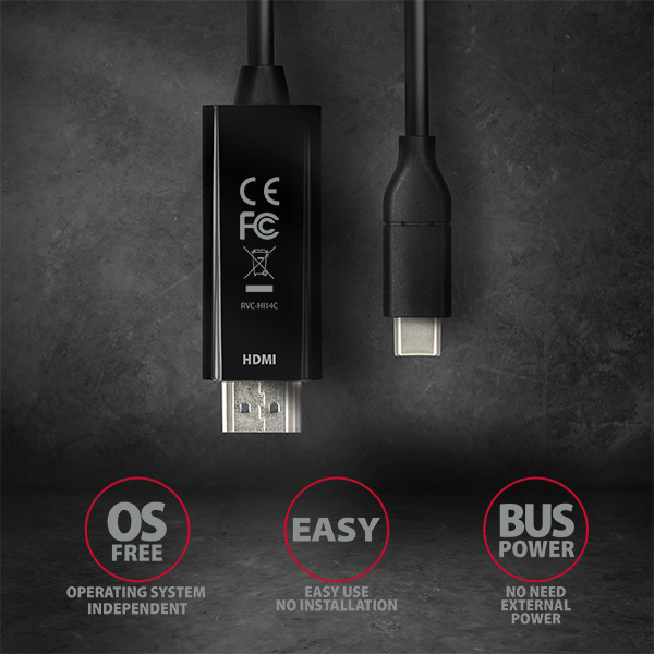 RVC-HI14C USB-C > HDMI 1.4 kábel 1.8m